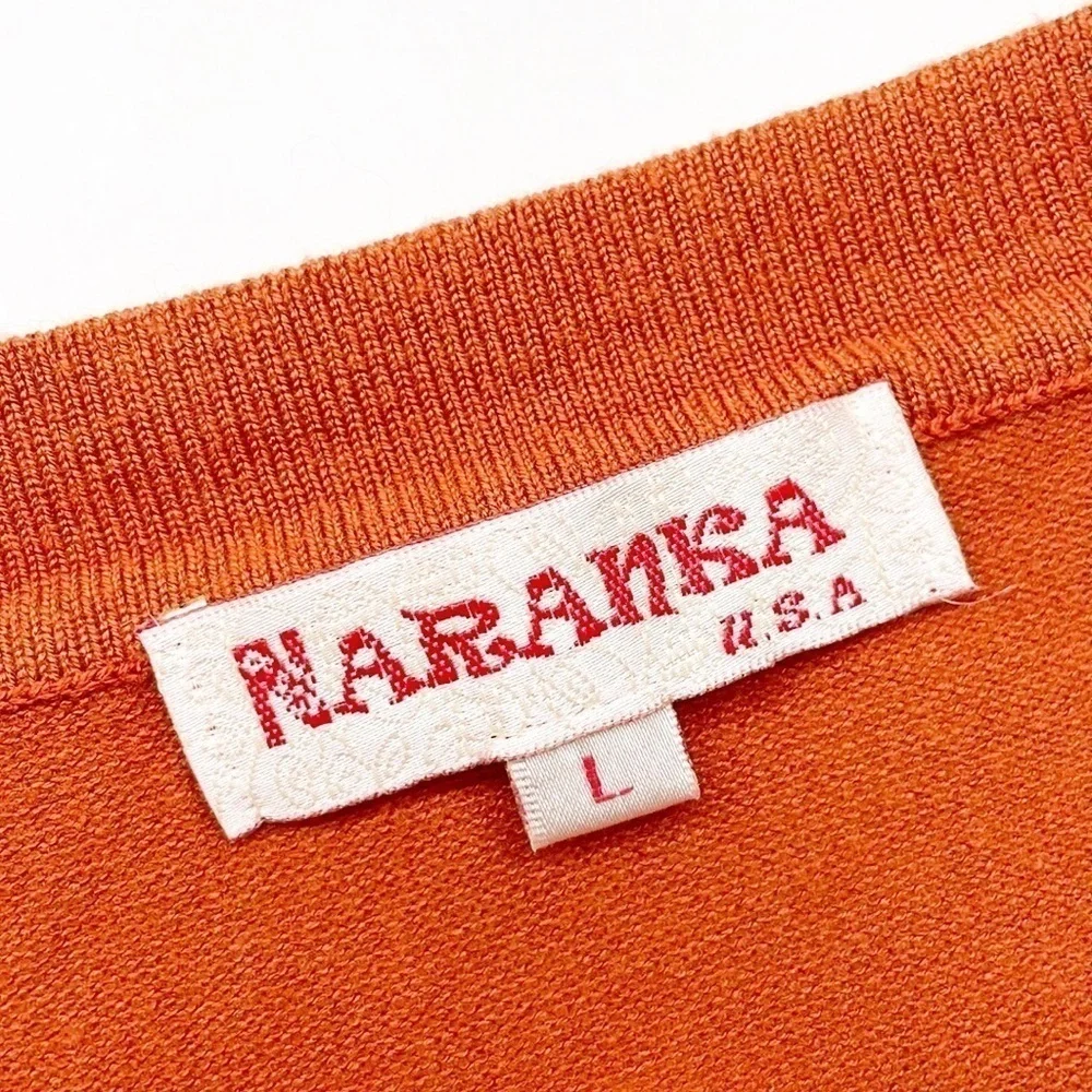 Naranka orange floral knit button down cardigan